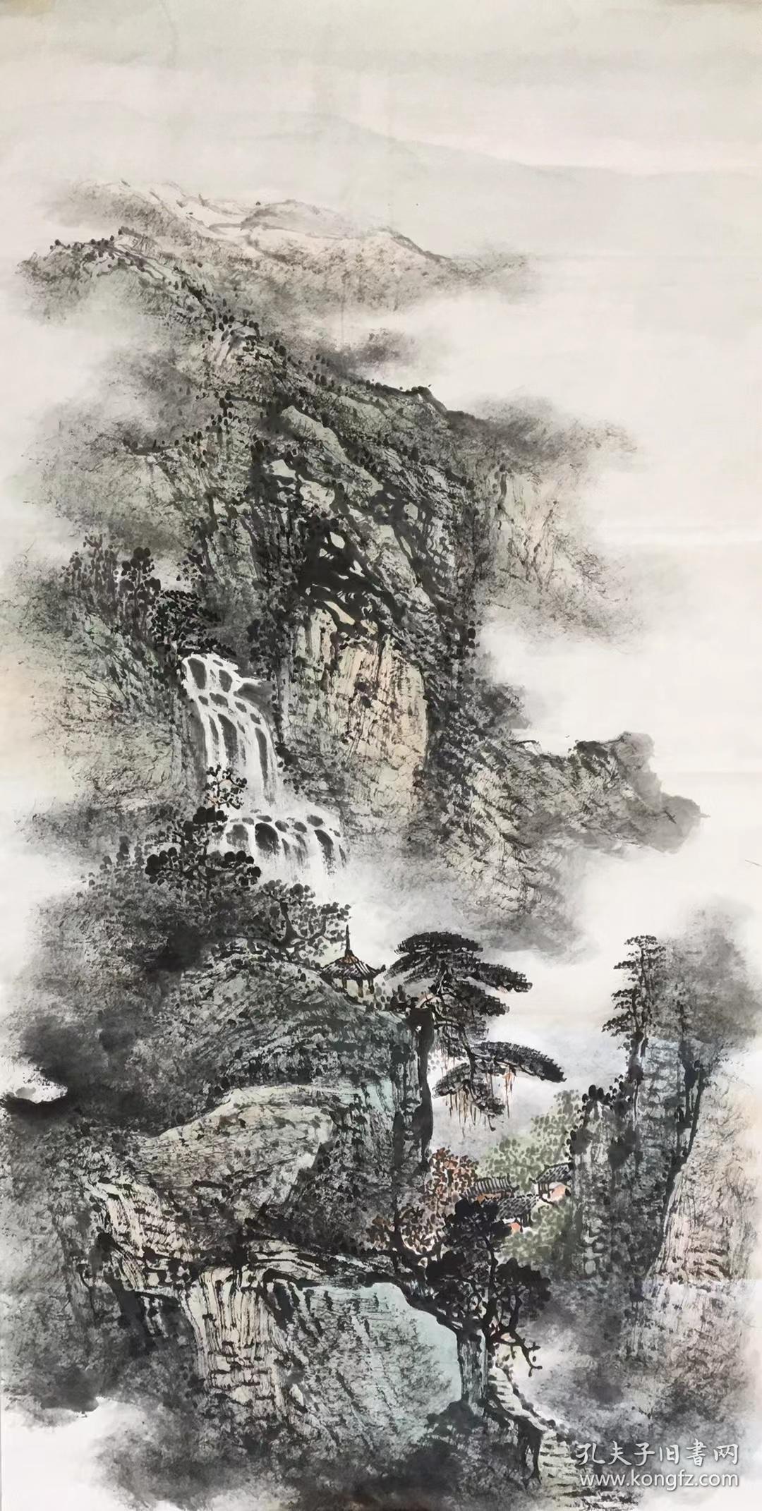 朱春鸿可合影618大特价四尺淡墨山水青山绿水