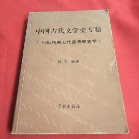 中国古代文学史专题 下册 隋唐五代至清朝文学