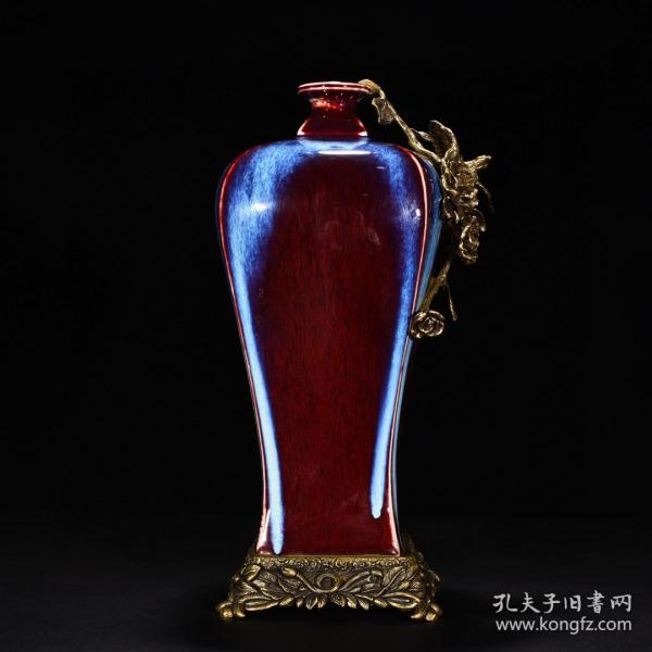 清雍正祭红釉曜变四方梅瓶外销回流瓷 古玩古董古瓷器老货收藏