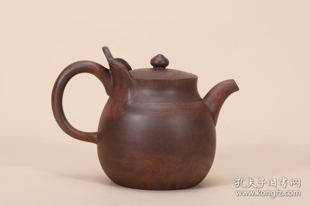 回流紫砂壶柴烧窑变僧帽壶底款杨彭年清代