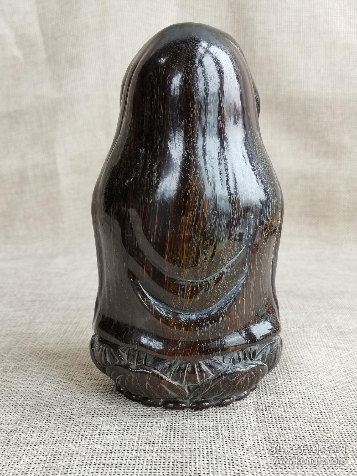 旧藏老牛角雕观音菩萨像