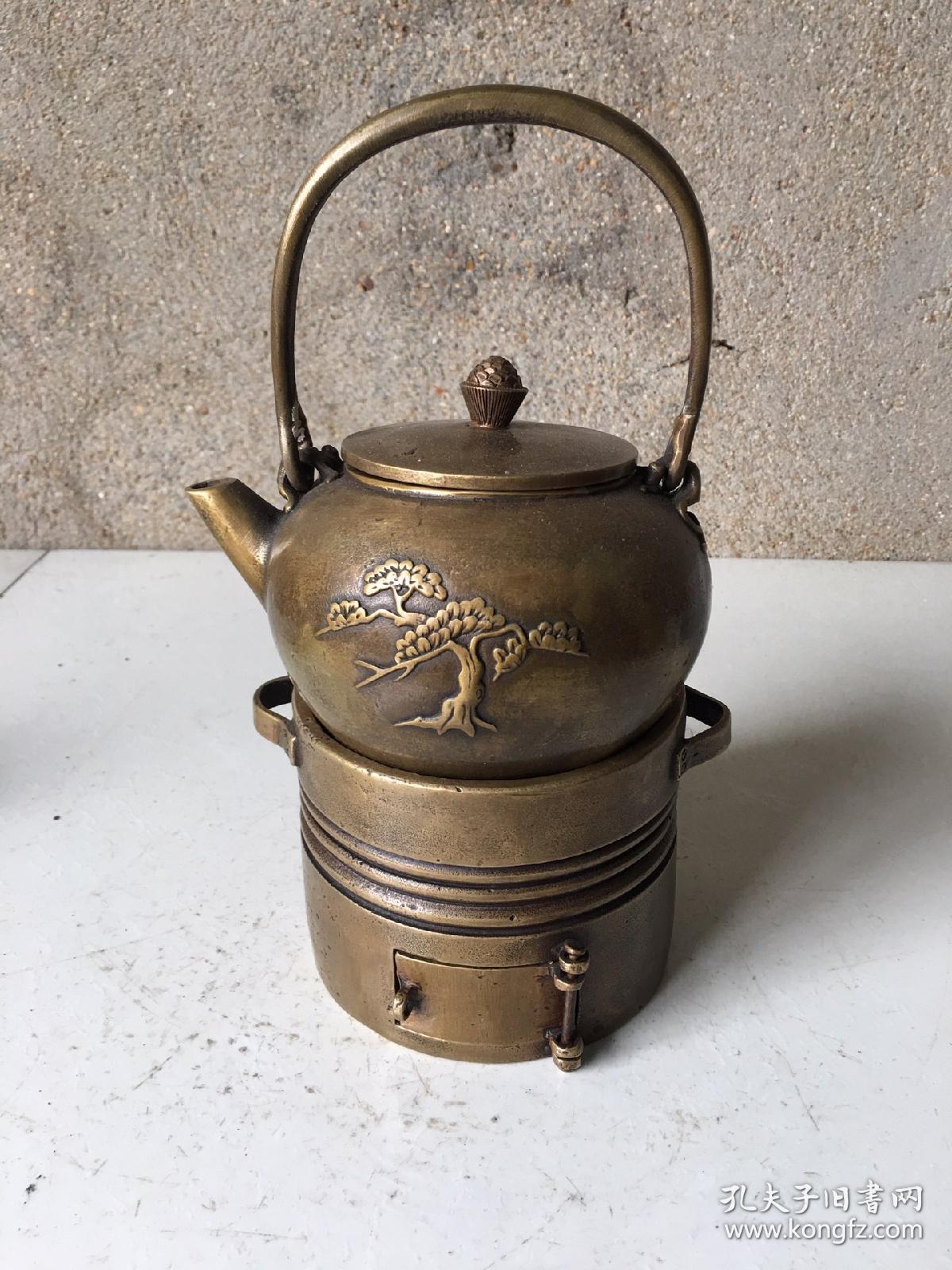 旧藏铜茶炉一套做工精致器型规整包浆厚重品相完美