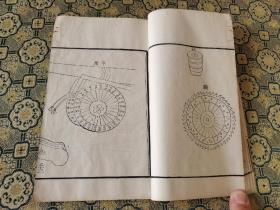版画军事！清道光岭南海山仙馆白纸刻本《火攻挈要》二册全，明末系统总结火器技术的著作。该书上卷详细介绍火铳制造的工艺及种类，并对佛郎机、鸟枪、火箭、喷火筒等火器的制造作了简要说明。中卷分别介绍各种火药的制作、贮藏、性能、配方和火铳的试放、安装、教练、搬运等内容。有版画27页54面