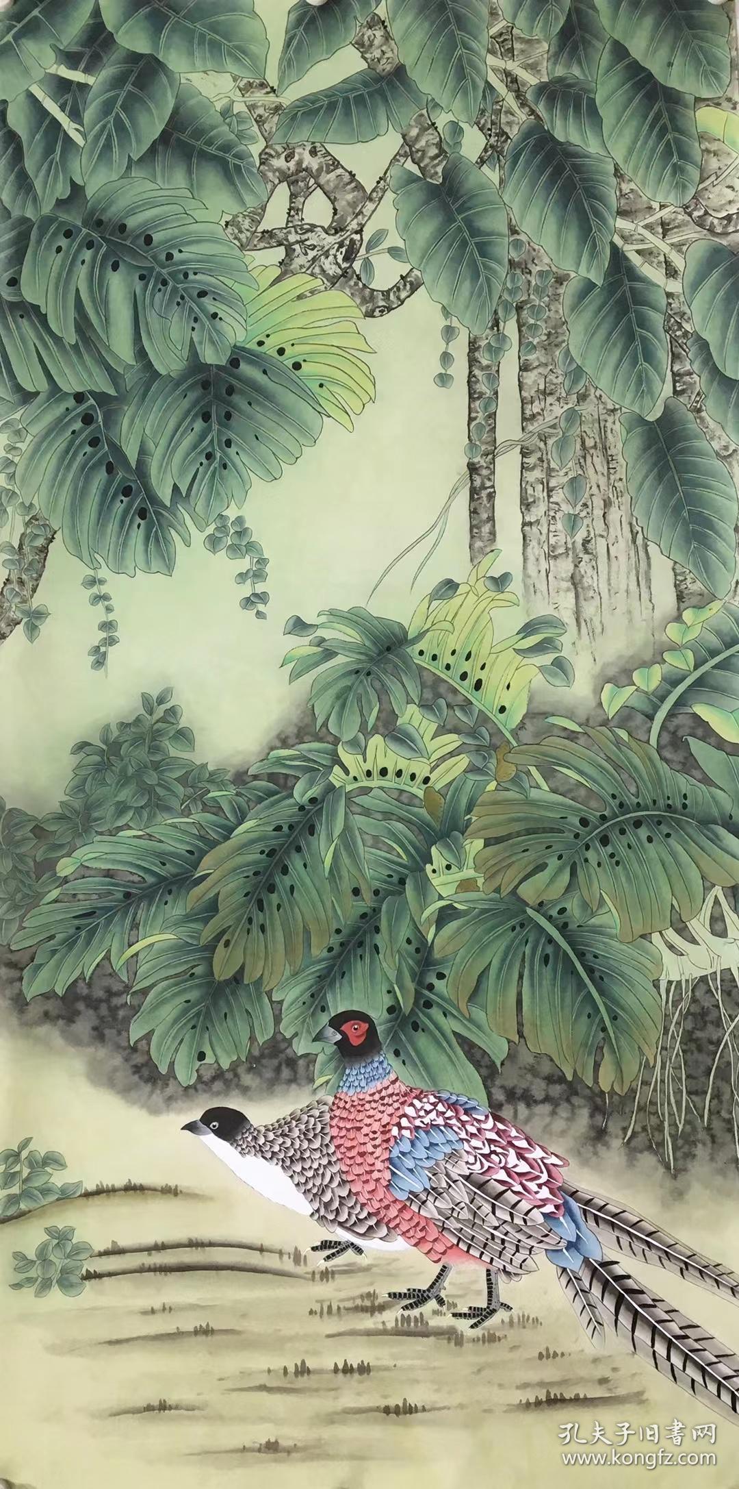 朱春鸿可合影618大特价四尺精品工笔牡丹松树葡萄仙鹤荔枝九鱼图公鸡