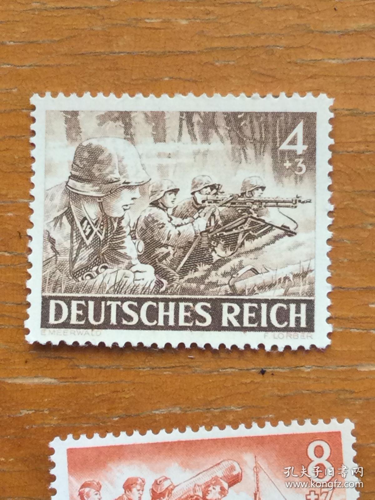 二战纳粹德国邮票一套武器装备12枚全新票上上品原胶无贴胶润亮实图