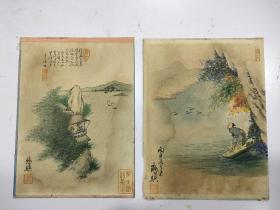 老画，陈鼎款 ，2张合售，23 X 18.3