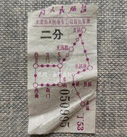 天津市人民电车公司有轨车票 为人民服务语录