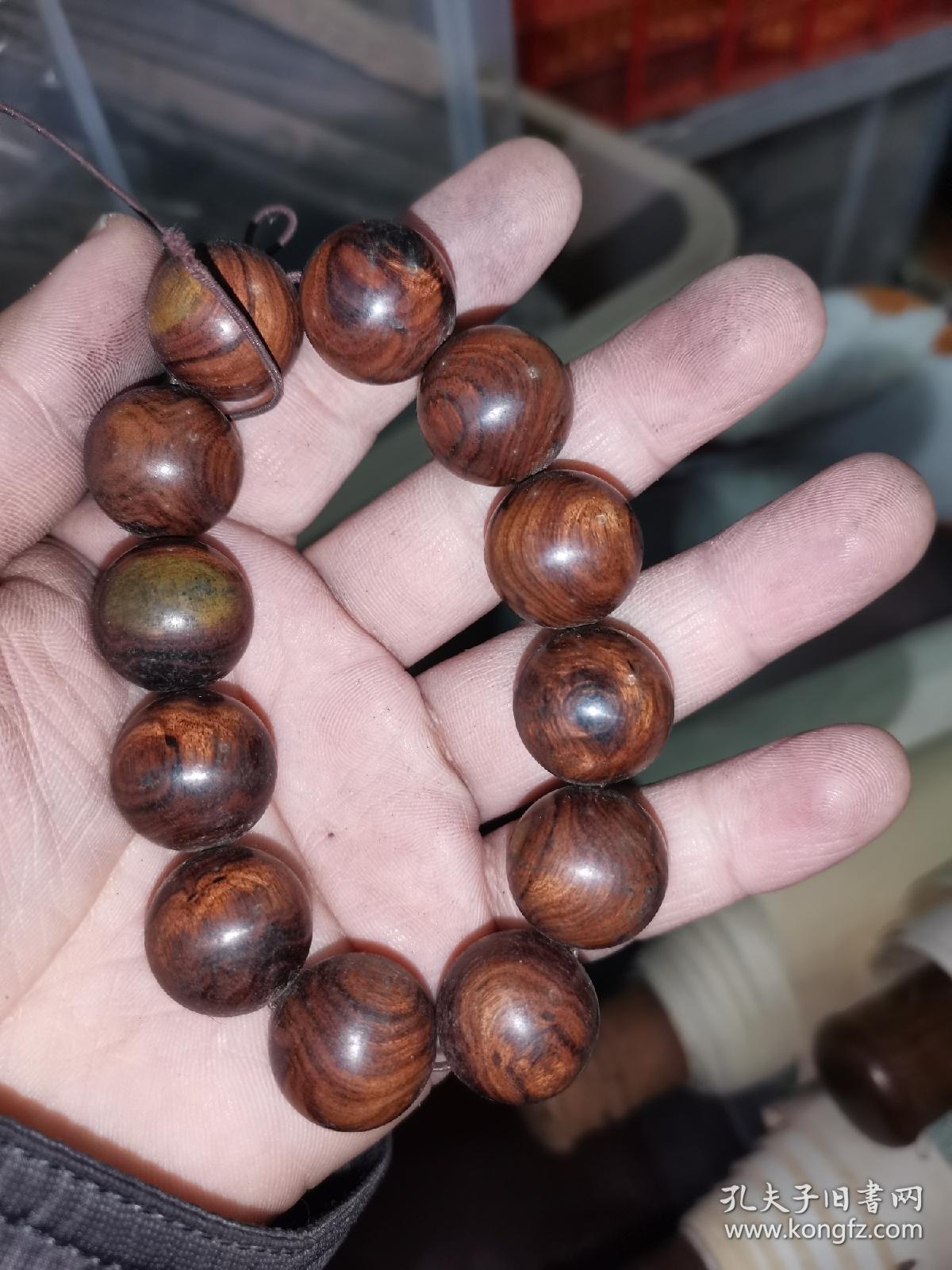 传世老旧花梨木念珠手链手串老料包浆皮壳熟美12粒檀珠每粒15厘米温润