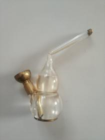 銅嘴玻璃葫蘆型水煙袋