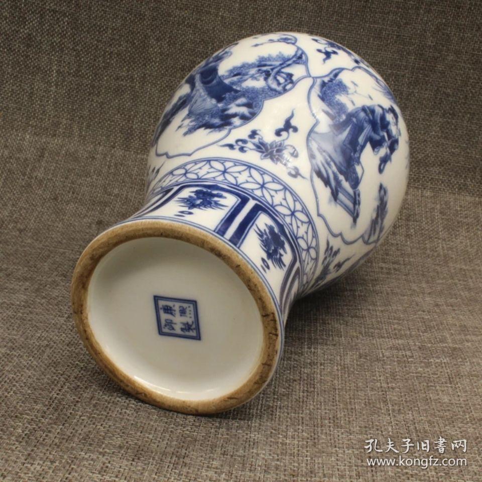 清康熙御制款青花故事梅瓶古玩瓷器古玩古董真品摆件