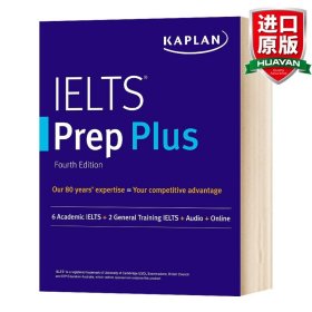 英文原版 Kaplan IELTS Prep Plus  / 6 Academic IELTS + 2 General IELTS + Audio + Online  卡普兰雅思备考指南 第4版 英文版 进口英语原版书籍