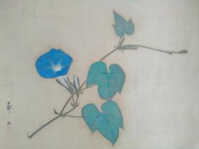 【660】清代时期，牵牛花图，绢本镜心，画心尺寸39✘28。
