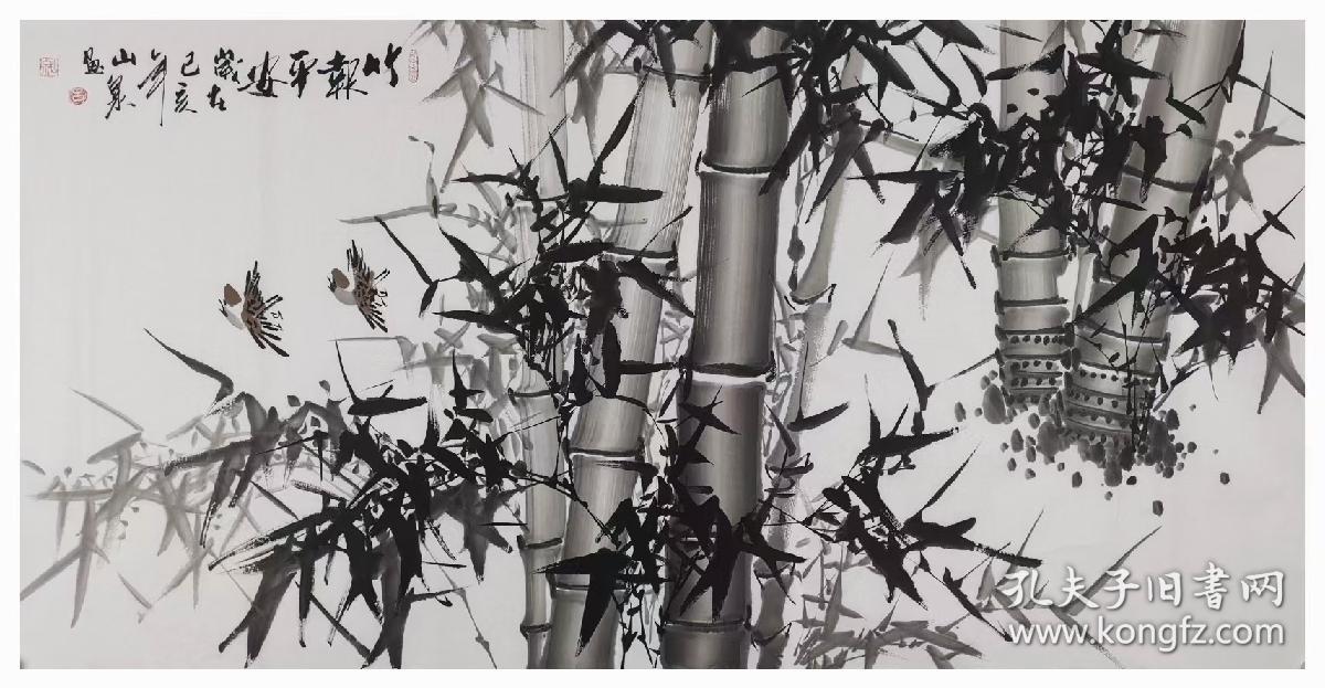 吕山泉可合影竹子麻雀四尺