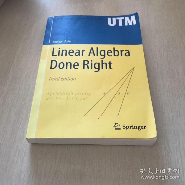 Linear algebra done right undergraduate texts in mathematics 