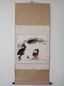 贺飞白人物画精品《苏东坡赤壁赋诗意图》，立轴原裱，品见描述包快递发货。