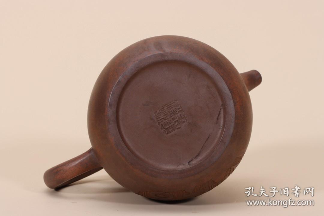 回流紫砂壶柴烧窑变僧帽壶底款杨彭年清代