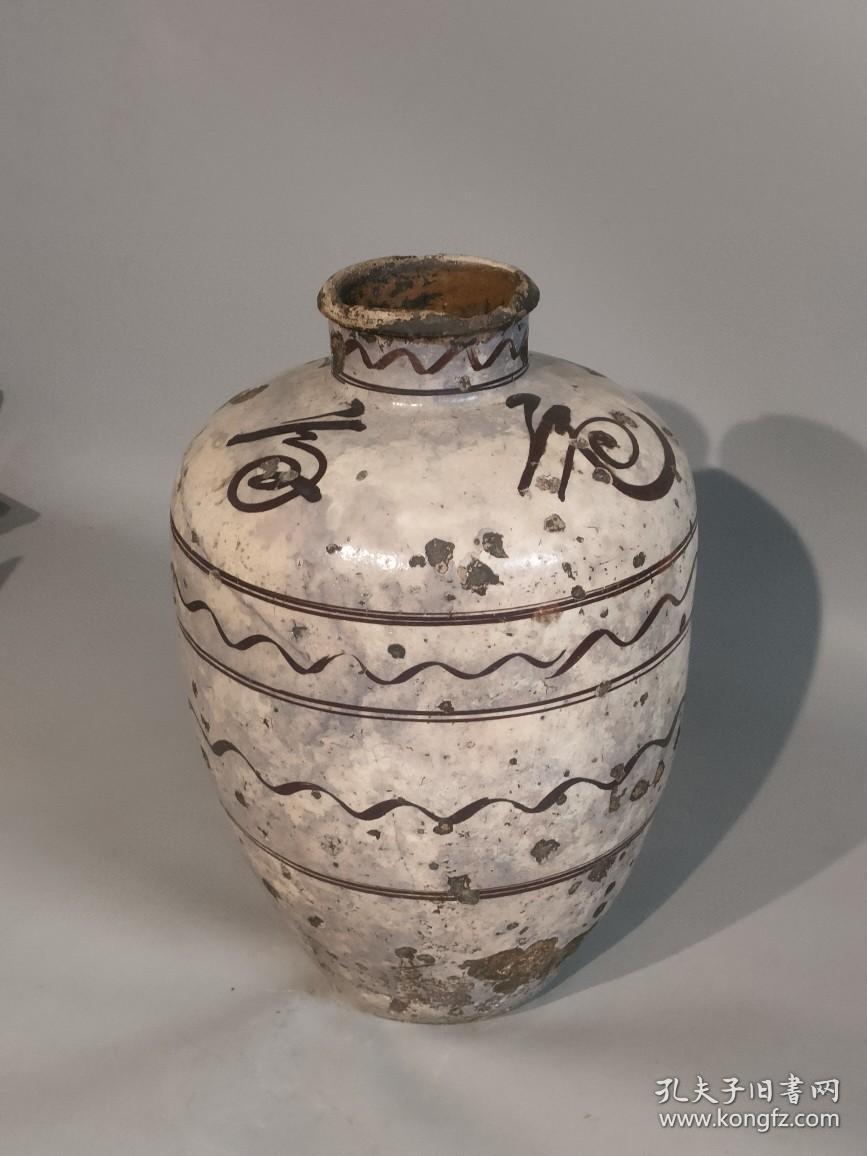 清代白地黑花磁州窑大酒缸