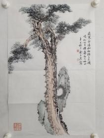 保真书画，余子安（近现代书画大家余绍宋后代）国画佳作《岁寒图》一幅，软片，尺寸70×46cm。