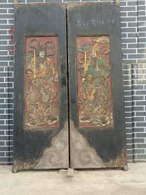 松柏木老門神門一對，保存完好品相如圖。