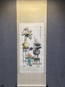 孔小瑜 博古图
画芯：68*137
装裱：216*80
纸本绫裱