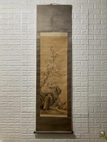 精品无款《玉堂富贵长寿图》绢本绫裱立轴 想象空间很大