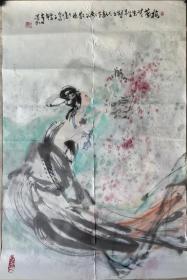 湖北著名画家辛石作品:天女散花图