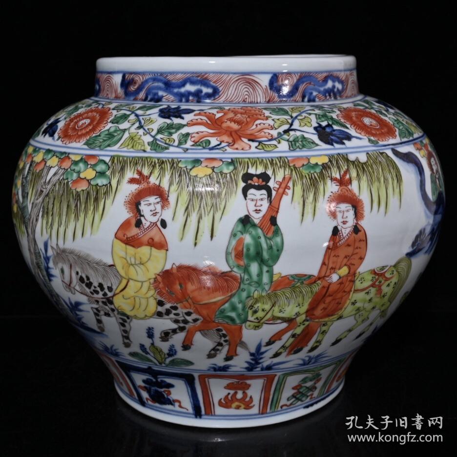 元代博陵第五彩昭君出塞罐