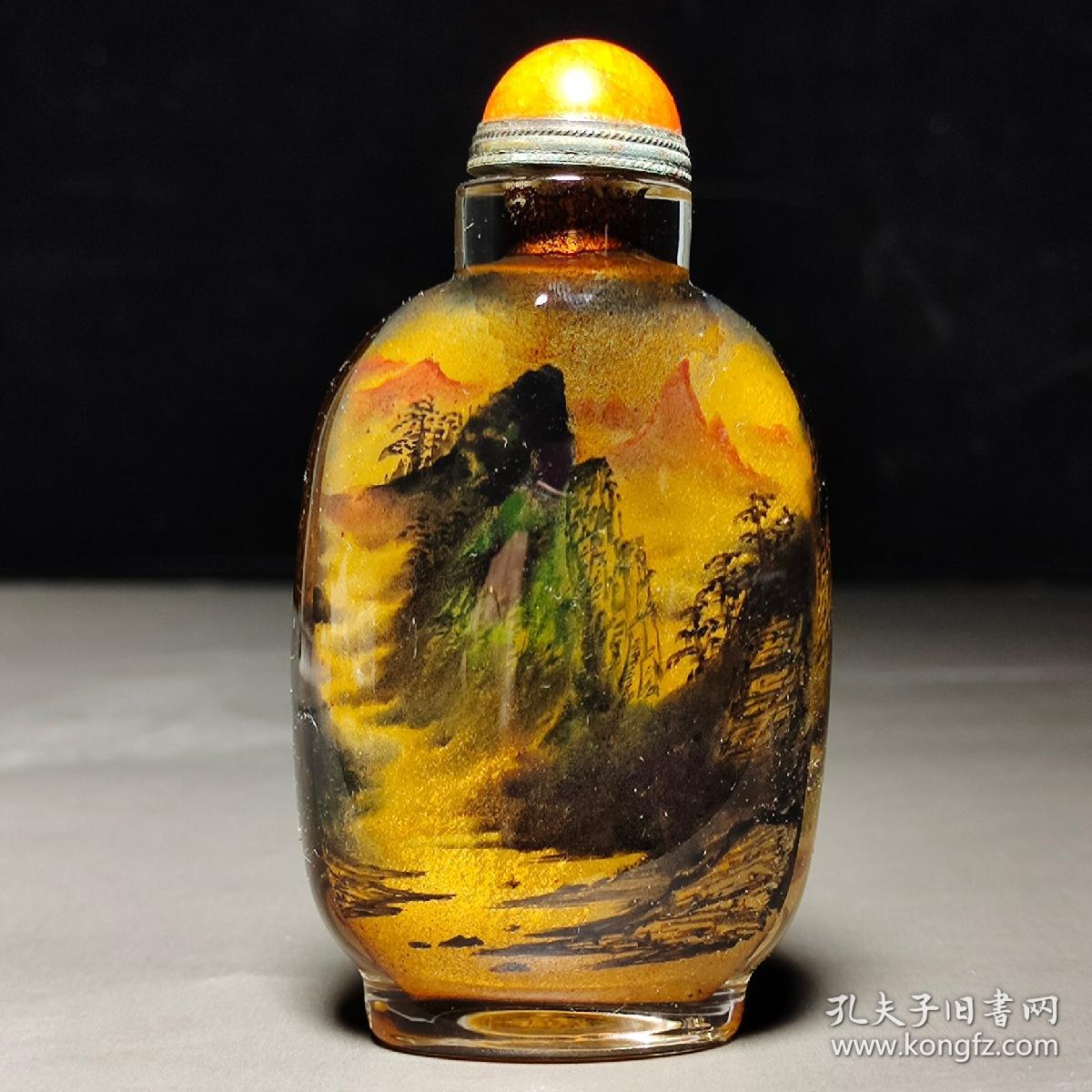 朱占元,手绘山水风景鼻烟壶.