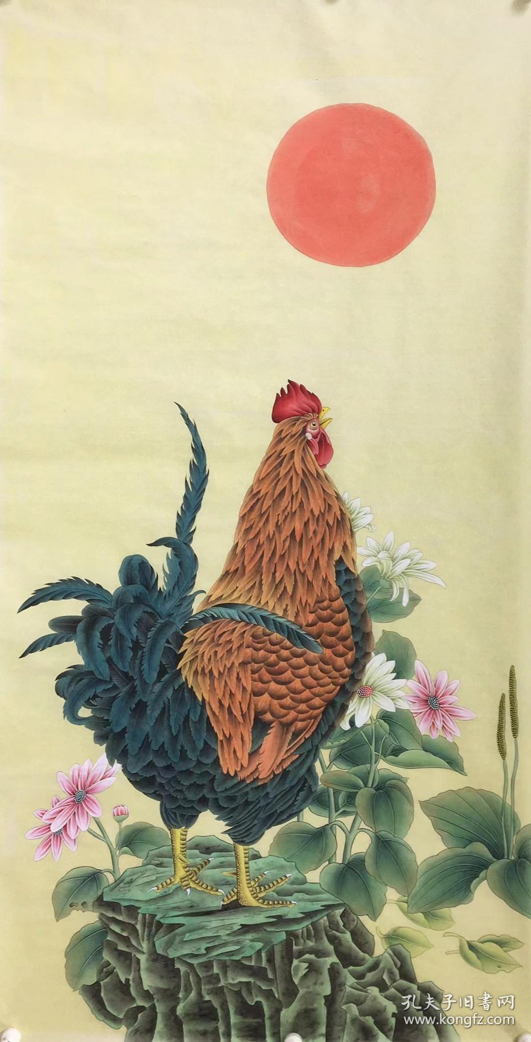 朱春鸿可合影618大特价四尺精品工笔牡丹松树葡萄仙鹤荔枝九鱼图公鸡