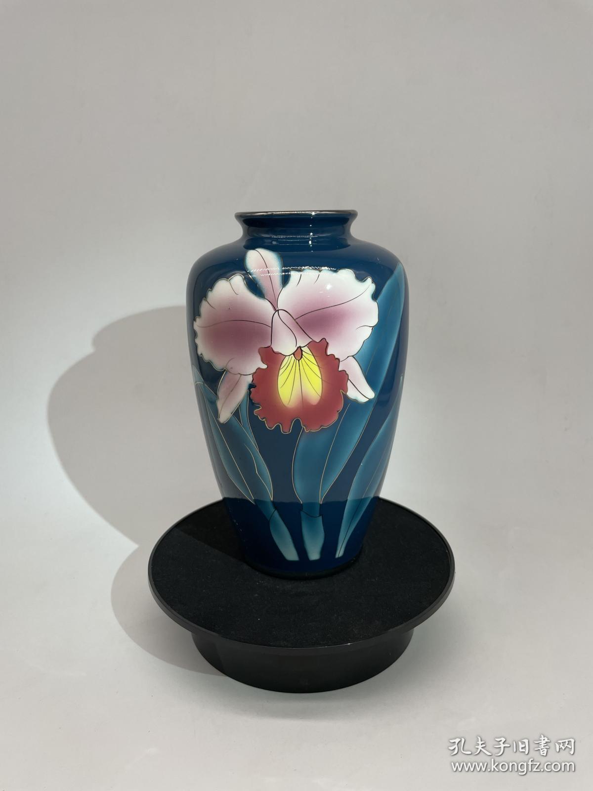 日本黑翠七宝烧鸢尾花瓶 孔夫子旧书网