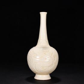 宋定窑刻云龙纹胆瓶（尚食局款）古玩古董古瓷器老货收藏
