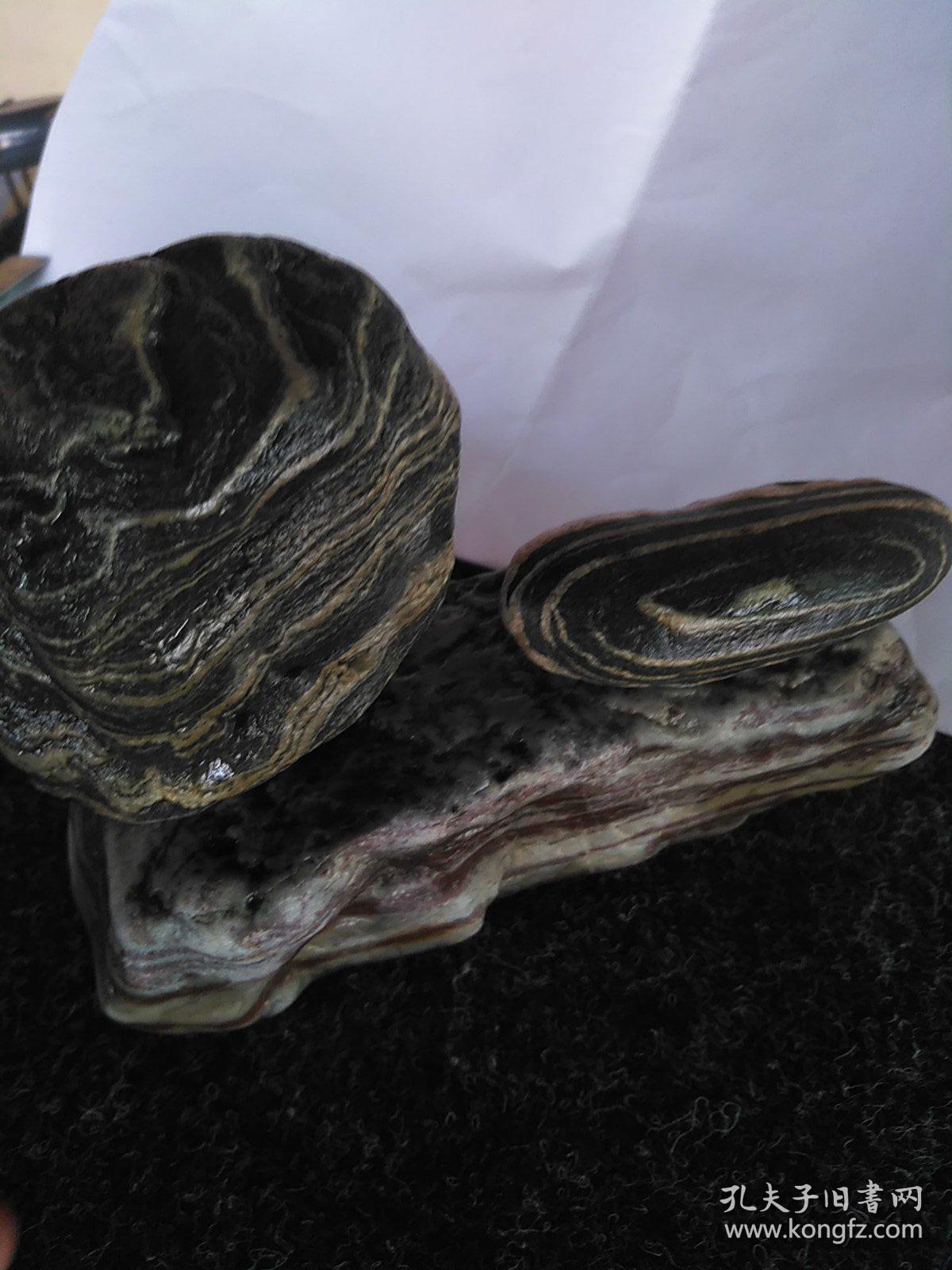 文案陈赏奇石涪江丹景石与条纹石组合摆件三块奇石合售