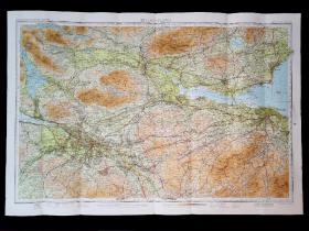 苏格兰中部（MID SCOTLAND） 1968年 英国地图 印刷精美，标识详尽。
