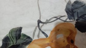 （清库存）纯手绘大幅圆画风格布面油画 花鸟 120*60 因收藏时间长，布面出现轻度黑斑！！