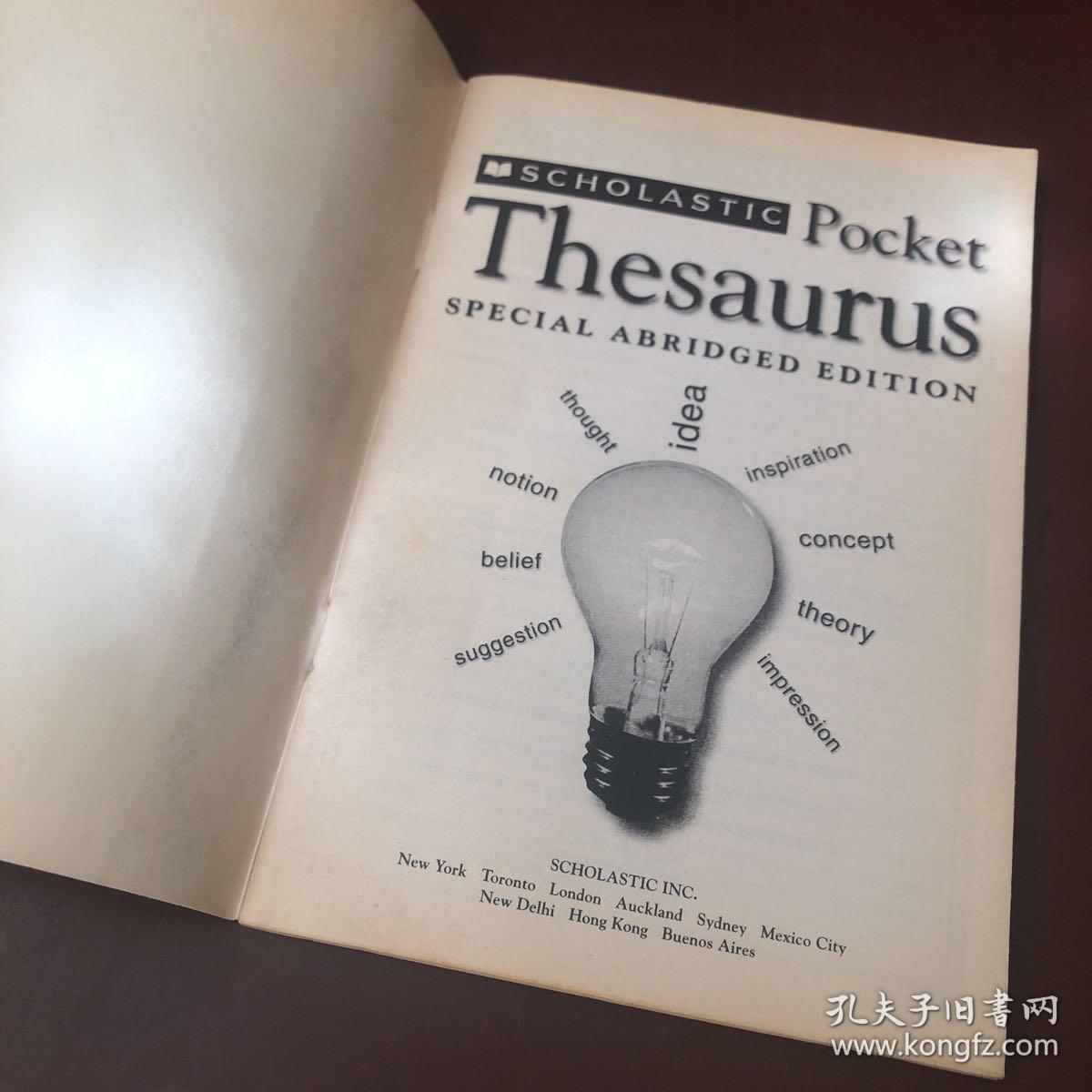 【图】Scholastic Pocket Thesaurus Special Abridged Edition（十单包邮）,拍品信息,网上拍卖