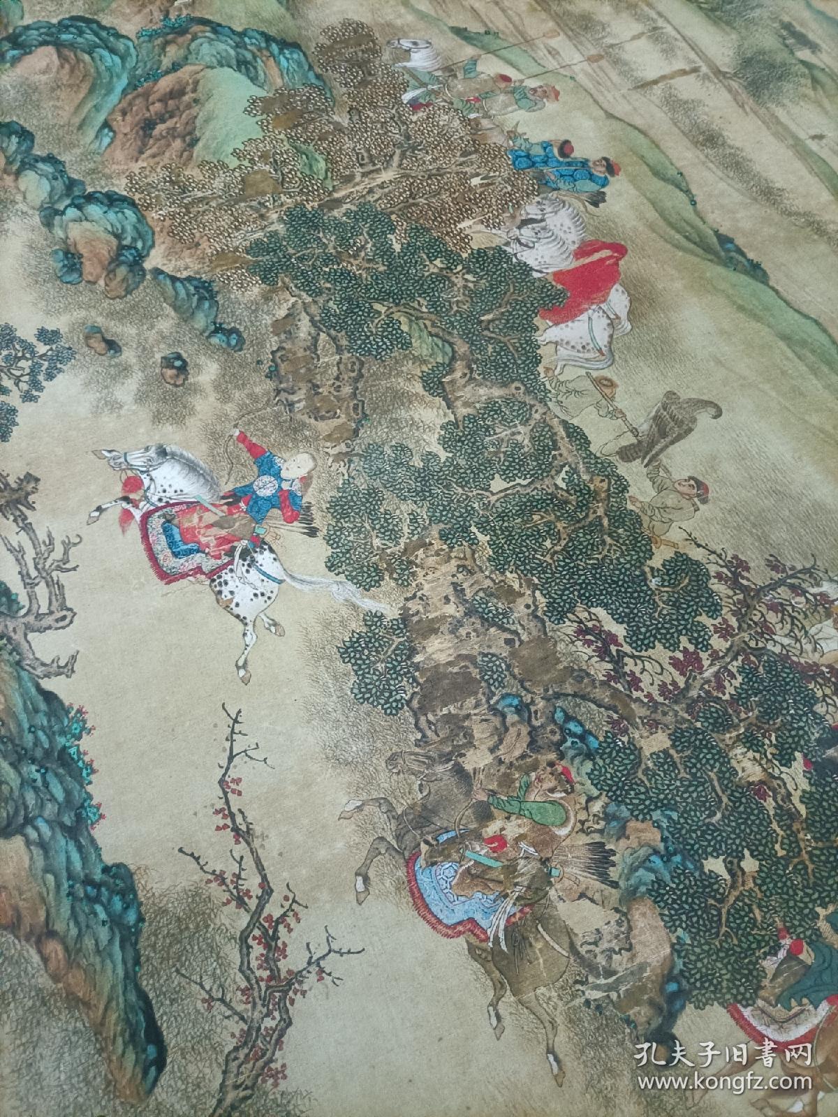 元人秋猎图高清绢布史诗长卷60x1213cm少数民族人物宫廷画真迹复制品