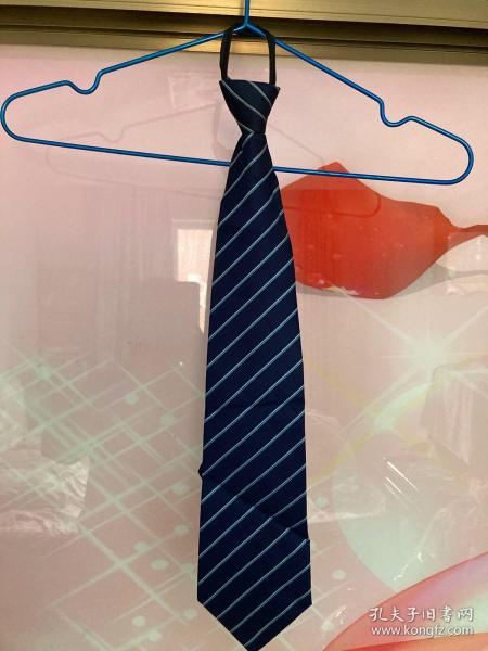 男款領帶（拉鏈款、深藍色、條紋、折疊發貨-有褶皺-介意慎拍）