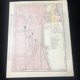 1895年 芝加哥和伊利諾伊州古董地圖 36*29公分
