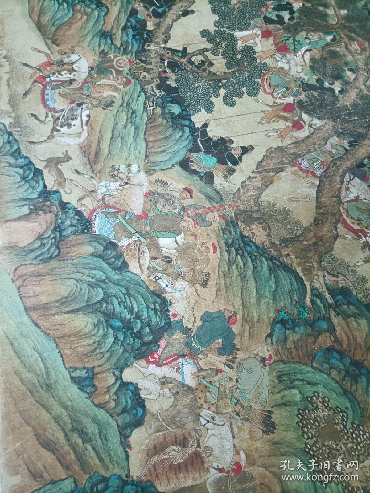 元人秋猎图高清绢布史诗长卷60x1213cm少数民族人物宫廷画真迹复制品