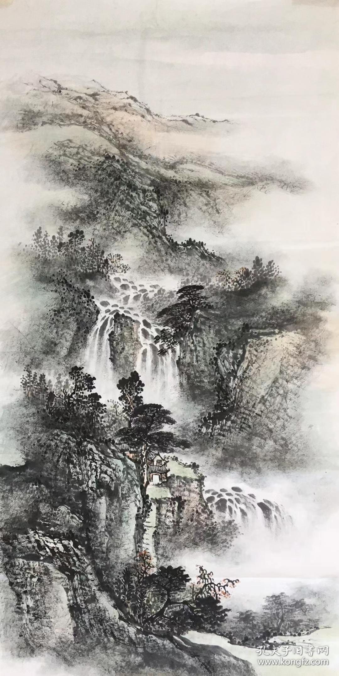 朱春鸿可合影618大特价四尺淡墨山水青山绿水