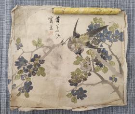 民国绢本花鸟画一幅，画工不错，款不识，斗方大小