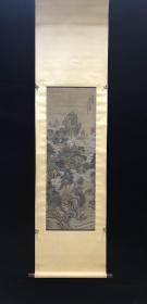 2183；袁江精品（雲阁松山图）绢本绫裱立轴，画芯尺寸；112*39cm