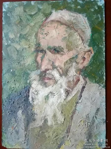 新疆名家油畫維吾爾長胡子老人