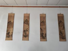 朱峘，青绿山水四条屏