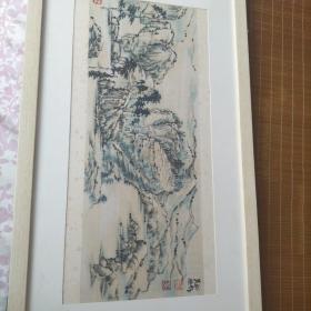 莒南县知名画家吴堂林四尺三开设色山水已裱框