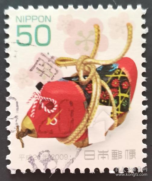 日本信銷郵票 年賀系列 2009年 愿かけ牛（牛生肖 櫻花目錄N122）