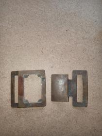 民国 铜制方形腰带扣，7*5cm
