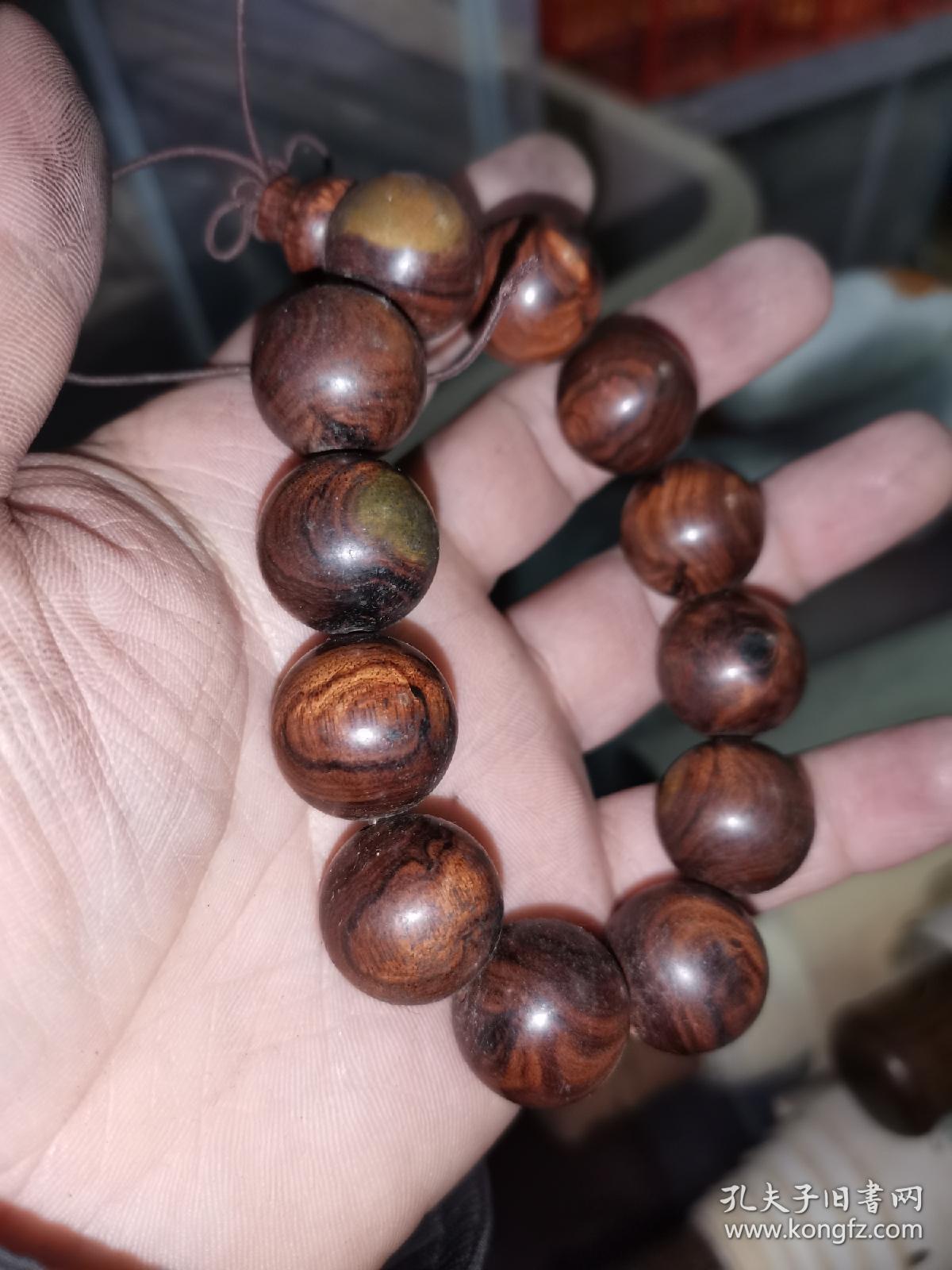 传世老旧花梨木念珠手链手串老料包浆皮壳熟美12粒檀珠每粒15厘米温润