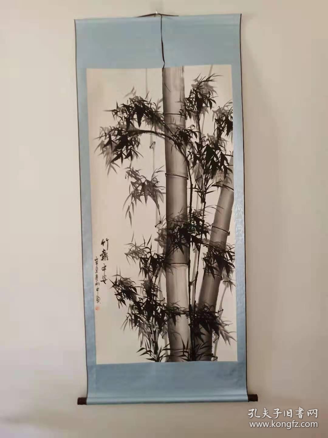 国画竹报平安当代实力派画家诸葛丽平竹子画外径17072厘米画心13063