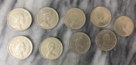 香港英女王壹圆硬币 9枚合拍 （1980年6枚，1987，1990两枚）近原光